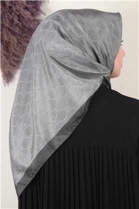 Fashion Monogram Eşarp 8089-3 Füme