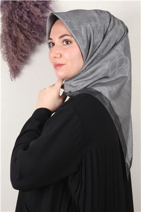 Fashion Monogram Eşarp 8089-3 Füme