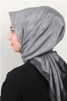 Fashion Monogram Eşarp 8089-3 Füme