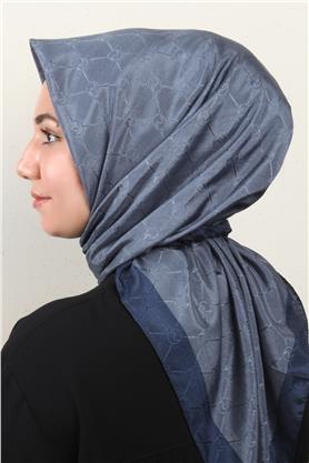 Fashion Monogram Eşarp 8089-7 İndigo