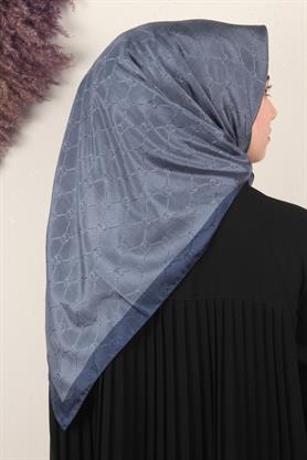 Fashion Monogram Eşarp 8089-7 İndigo