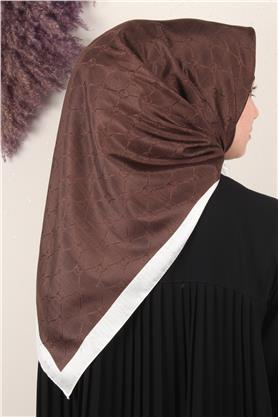 Fashion Monogram Eşarp 8089-9 Kahverengi