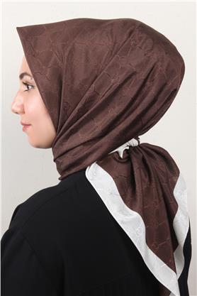 Fashion Monogram Eşarp 8089-9 Kahverengi
