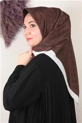 Fashion Monogram Eşarp 8089-9 Kahverengi