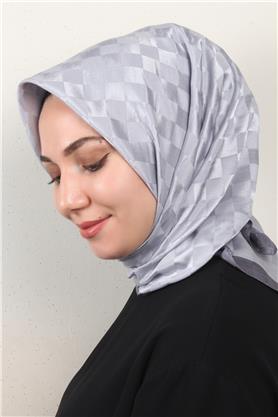 Fashion Monogram Eşarp 8090-15 Gümüş