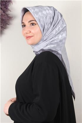 Fashion Monogram Eşarp 8090-15 Gümüş