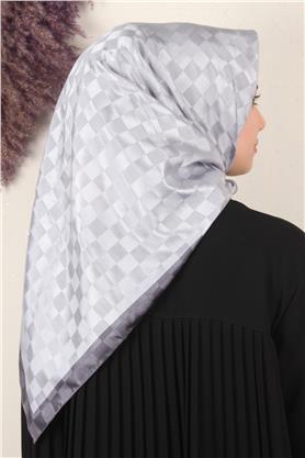 Fashion Monogram Eşarp 8090-15 Gümüş
