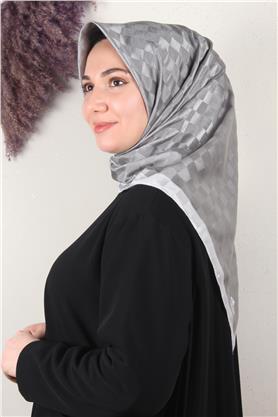 Fashion Monogram Eşarp 8090-17 Gri