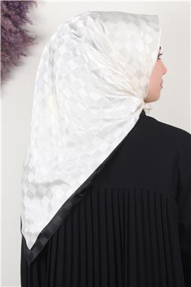 Fashion Monogram Eşarp 8090-23 Ekru