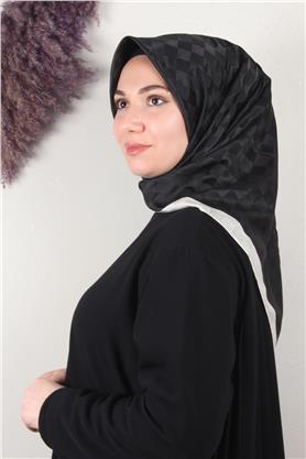 Fashion Monogram Eşarp 8090-24 Siyah