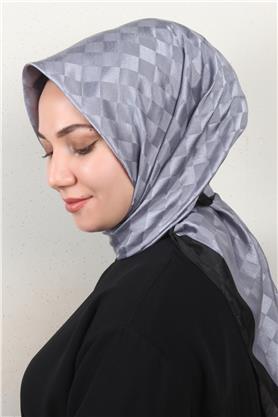 Fashion Monogram Eşarp 8090-7 Koyu Buz Mavisi