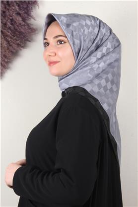 Fashion Monogram Eşarp 8090-7 Koyu Buz Mavisi