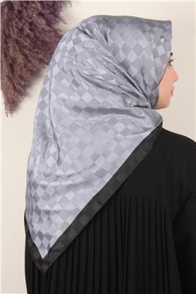 Fashion Monogram Eşarp 8090-7 Koyu Buz Mavisi