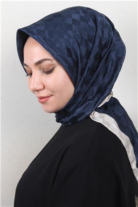 Fashion Monogram Eşarp 8090-8 Lacivert