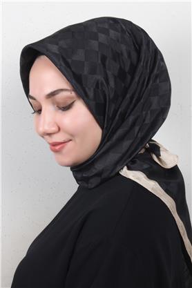 Fashion Monogram Eşarp 8090-9 Siyah