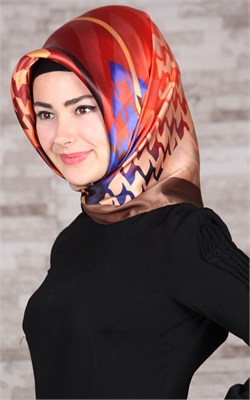 6435-04 ARMİNE İPEK EŞARP 2015 YAZ KAHVE