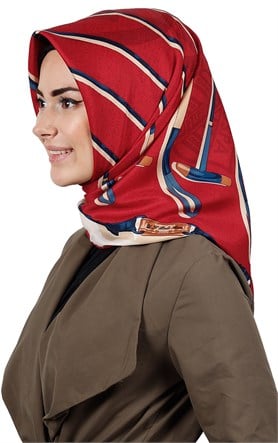 102-0007-05 U.S POLO ASSN EŞARP KIRMIZI KREM