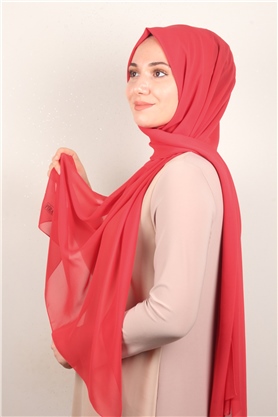 Fiesta Düz Krep Şal 2742-17 Kırmızı