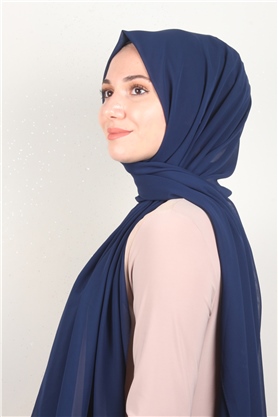 Fiesta Düz Krep Şal 2742-19 Lacivert