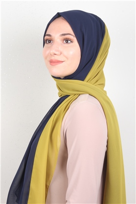 Fiesta Düz Krep Şal 2742-26 Lacivert-Sarı