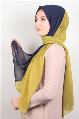 Fiesta Düz Krep Şal 2742-26 Lacivert-Sarı