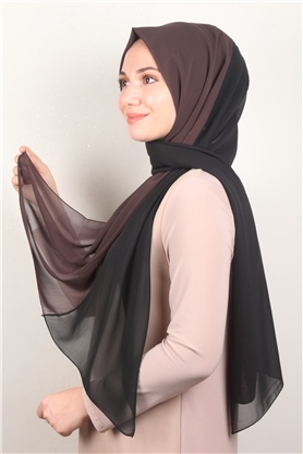 Fiesta Düz Krep Şal 2742-27 Kahve-Siyah