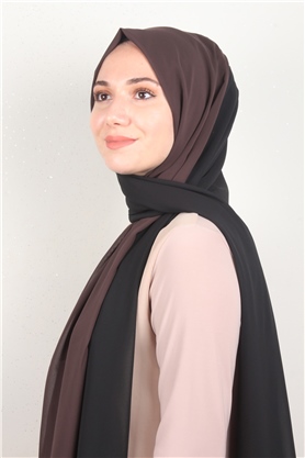 Fiesta Düz Krep Şal 2742-27 Kahve-Siyah