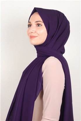 Fiesta Düz Krep Şal 2742-54 Koyu Mor