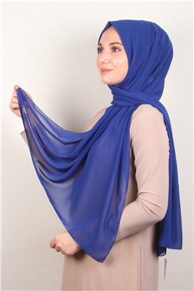 Fiesta Düz Krep Şal 2742-55 Saks Mavisi