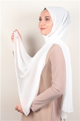 Fiesta Düz Krep Şal 2742-57 Beyaz