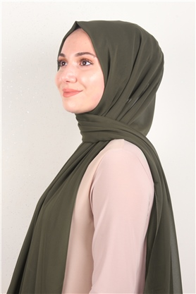 Fiesta Düz Krep Şal 2742-64 Asker Yeşili