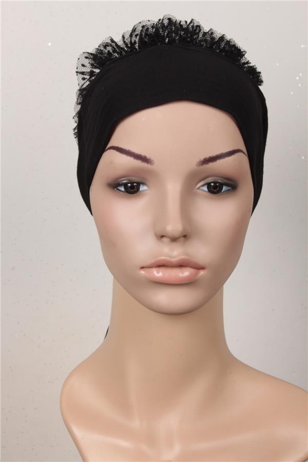 Fırfırlı Kaymaz Bone 2566-1 Siyah 