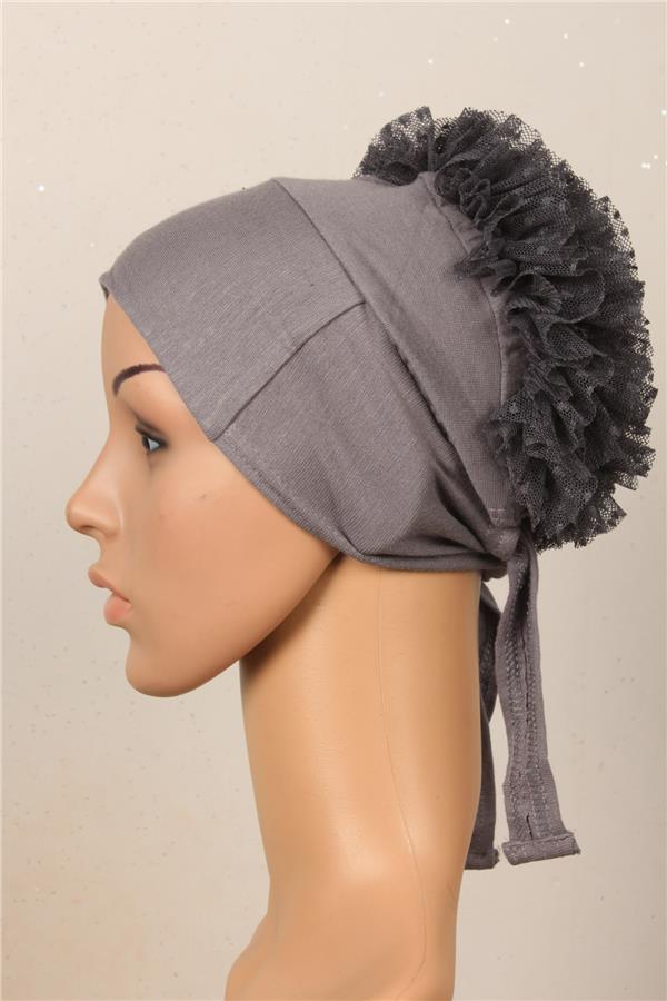 Fırfırlı Kaymaz Bone 2566-4 Gri