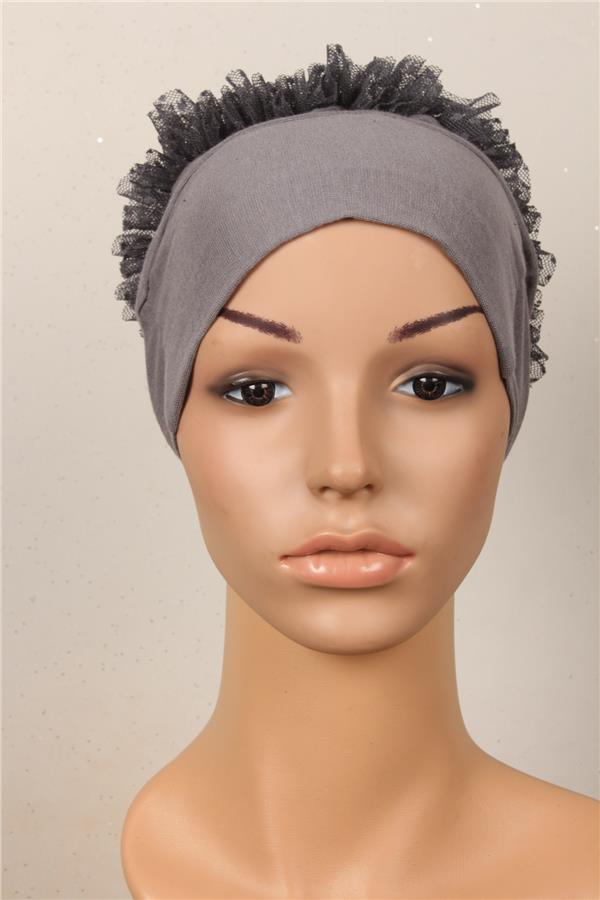 Fırfırlı Kaymaz Bone 2566-4 Gri