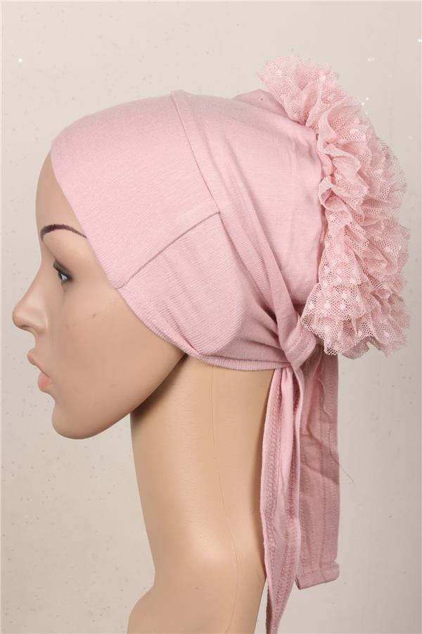 Fırfırlı Kaymaz Bone 2566-5 Pudra 