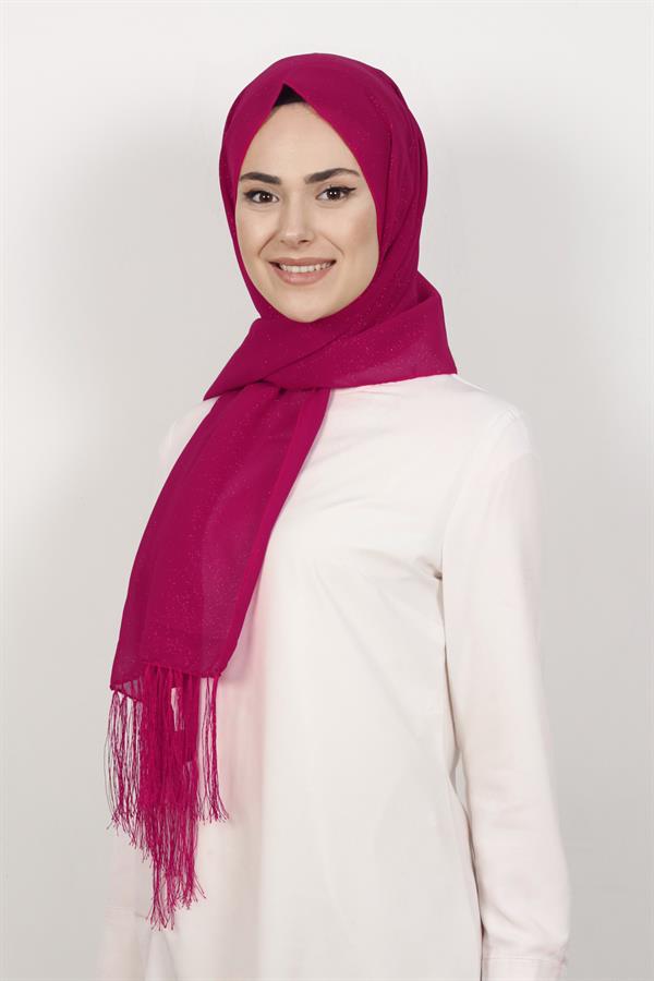 Fransız Simli Şal 2811-6 Şeker Pembe