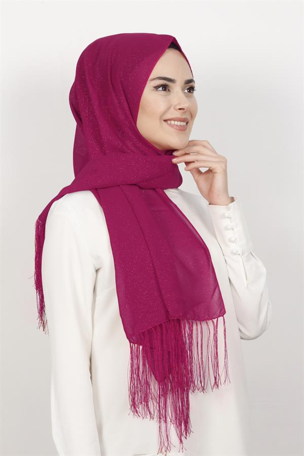 Fransız Simli Şal 2811-6 Şeker Pembe