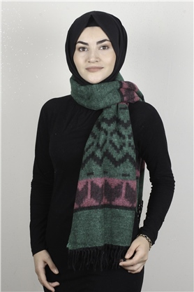 Geniş Omuz Şalı 5220-100 Yeşil