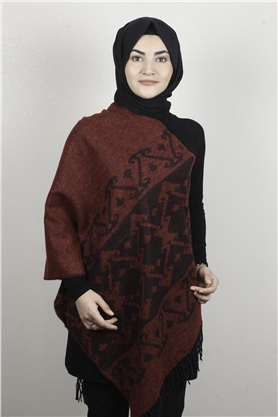 Geniş Omuz Şalı 5220-101 Kırmızı