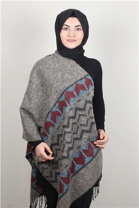 Geniş Omuz Şalı 5220-103 Taş