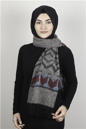 Geniş Omuz Şalı 5220-103 Taş
