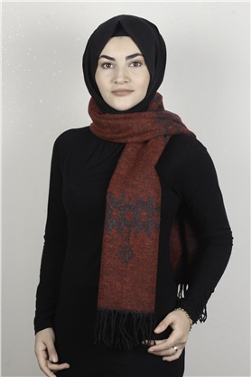 Geniş Omuz Şalı 5220-107 Kırmızı