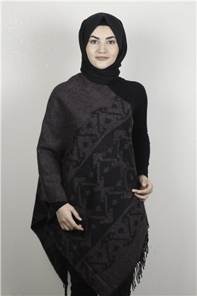 Geniş Omuz Şalı 5220-108 İncir Moru