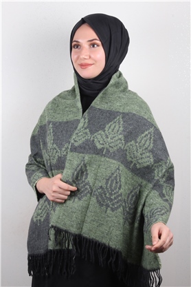 Geniş Omuz Şalı 5220-109 Fıstık Yeşili