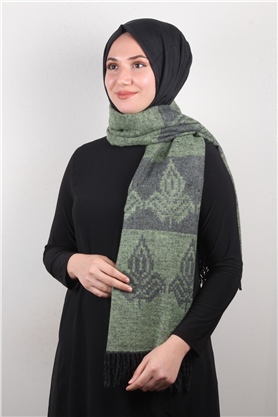 Geniş Omuz Şalı 5220-109 Fıstık Yeşili
