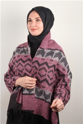 Geniş Omuz Şalı 5220-112 Pembe