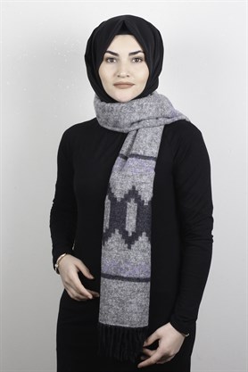 Geniş Omuz Şalı 5220-49 Gri