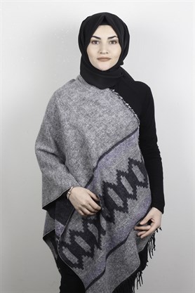 Geniş Omuz Şalı 5220-49 Gri