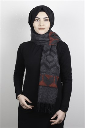 Geniş Omuz Şalı 5220-50 Antrasit