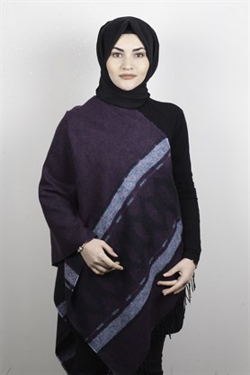 Geniş Omuz Şalı 5220-53 Mor